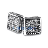 Small Box CZ Micro Pave Bling Bling Earrings .925 Silver