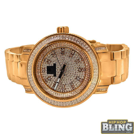 1.00cttw Diamond Ice Time Watch Prince IP Gold