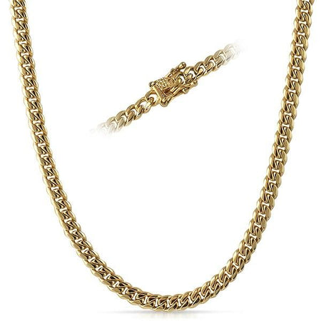 CZ Diamond Lock Cuban Chain 12MM Gold Steel