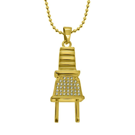 Gold Hip Hop Microphone Pendant & Chain Small