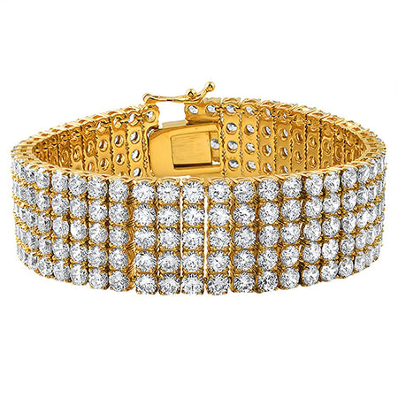 Gold ID Double Franco CZ Steel Bling Bracelet