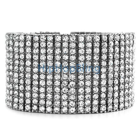 2 Row Cluster Bling Rhodium Bling Bracelet