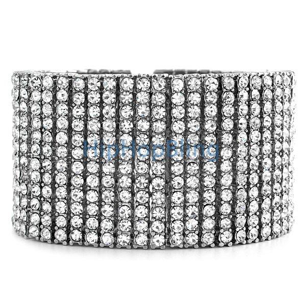 12 Row Totally Iced Out Bracelet Silver * Premium *