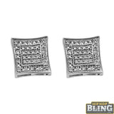 Diamond Kite Box Micro Pave Earrings .925 Silver