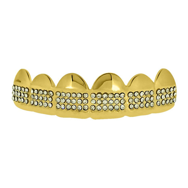 Bling Bling Grillz Gold Teeth Top Triple Row