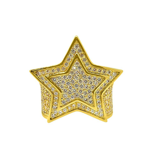 Super Star Gold CZ Bling Bling Ring