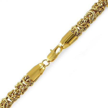 15MM 1 Row Tennis Bracelet Gold Steel Bling