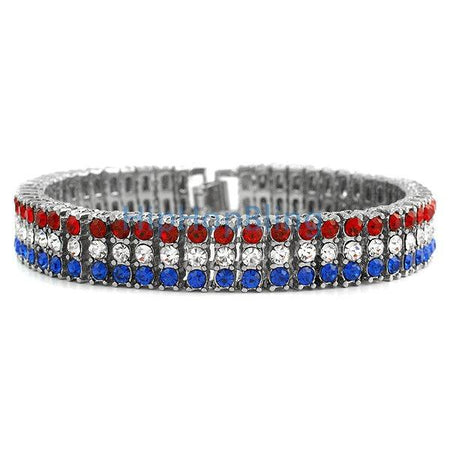 Candy Cane Blue & White 8 Row Bling Bracelet