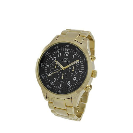 LED Digital Round Face Gold Bling Watch Black Band