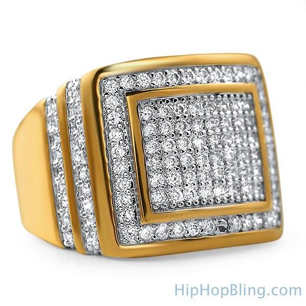 Step Up Gold CZ Iced Out Ring