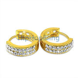 Huggie 2 Row Gold Bling Bling Earrings