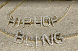 Mini Block Initial CZ Letters - .925 Sterling Silver - 18K Yellow Gold