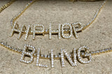 Mini Block Initial CZ Letters - .925 Sterling Silver - Rhodium