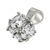 .925 Silver 3D CZ Diamond Rhodium Bling Bling Solitaire Pendant