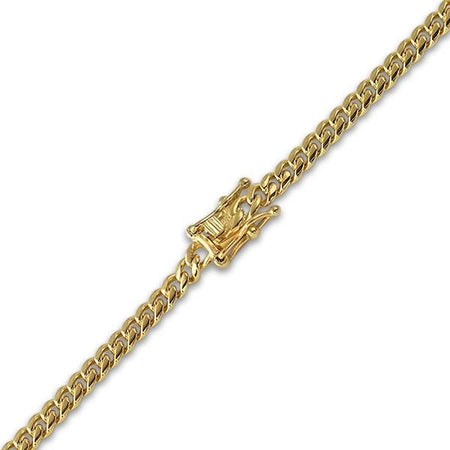 CZ Box Clasp Triple Lock Gold Steel Franco Bracelet