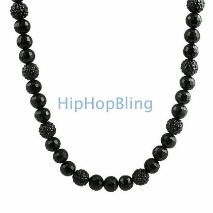 Black & Blue Checkered Bling Bling Black Chain