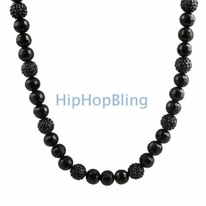 23 Disco Ball Black Bling Bling Necklace
