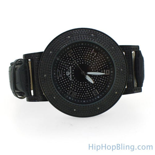 Black Big Bezel Real Diamond Hip Hop Watch SuperTechno