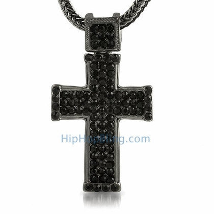 Black Classic Bling Bling Cross & Chain Small