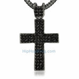 Black Concave Bling Bling Cross & Chain Small