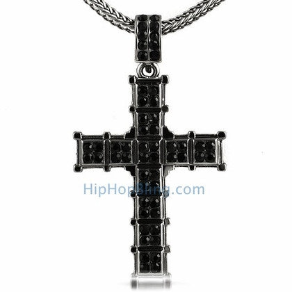 Black Cube Cross Bling Bling Pendant Chain Small