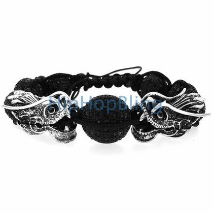 Black & White 10mm High End Disco Ball Bling Bracelet White Rope