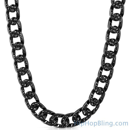 Black 6MM CZ Stainless Steel Bling Tennis Chain