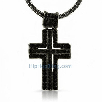 Black Bling Cross & Chain Small