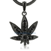 Black Marijuana Leaf Hip Hop Pendant & Chain Small