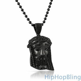 Black Micro Jesus Piece Pendant