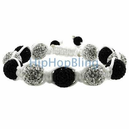 Jet Black Red Rope Disco Ball Bling Bling Bracelet