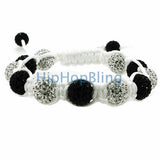 Black & White 12mm High End Bling Bling Bracelet White Rope