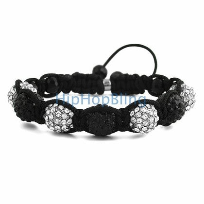 Jet Black Red Rope Disco Ball Bling Bling Bracelet