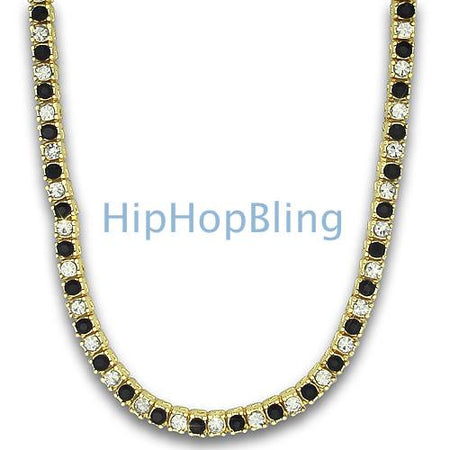 Super Icey Cluster Iced Out Chain Black White Stones