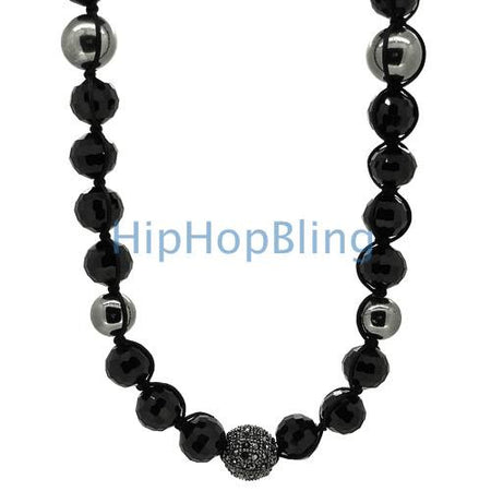 23 Disco Ball Black & White Bling Necklace