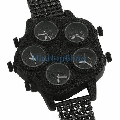 4 Row Red Bling Bling Techno Pave Watch