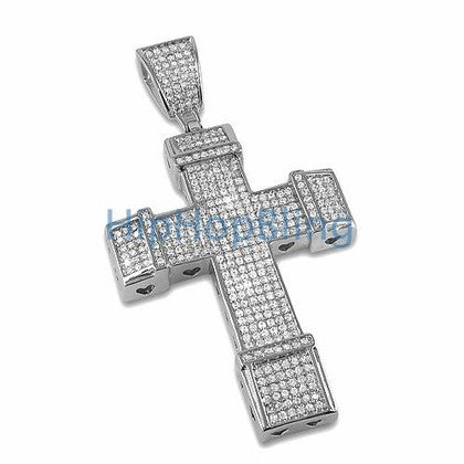 Chunky Bling Cross CZ Micro Pave Pendant