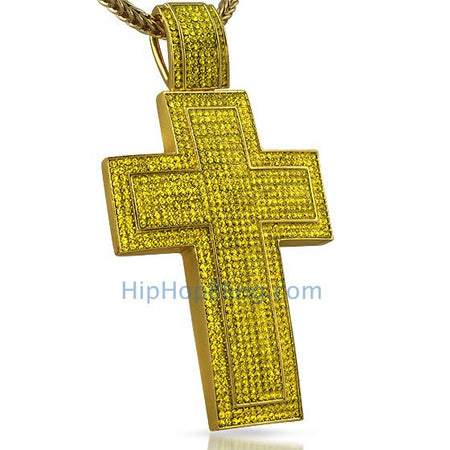 Gold Bling Cross & Chain Small
