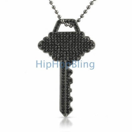 Black Hip Hop Microphone Pendant & Chain Small