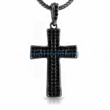 Bling Cross Black Small Bling Pendant & Chain