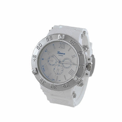 Octagon Silver White Band Bling Bling Watch