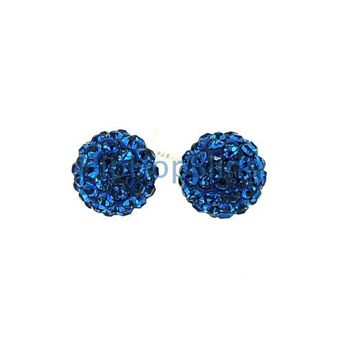 Blue Bling 8mm Disco Ball Bling Bling Earrings