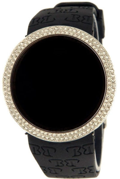 Silver Bling Bling Touch Screen Digital Watch Black Band