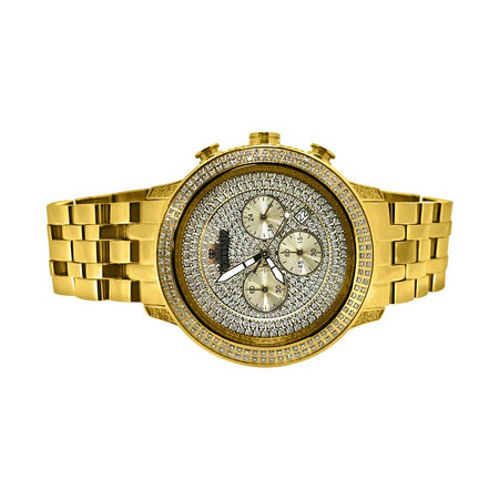 Gold LED Digital Round Face Bling Watch White Band