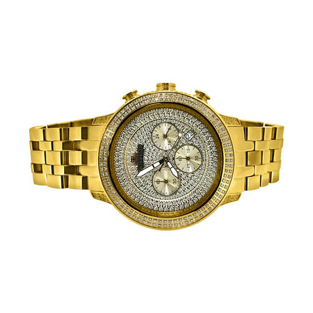 Gold Clean Style Watch with Thick Leather Band