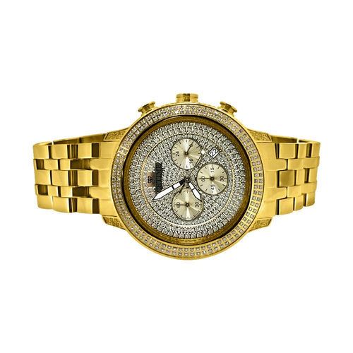 1.00cttw Diamond Ice Time Watch Prince IP Gold