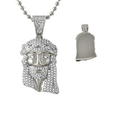 Iced Out Micro Jesus Rhodium Pendant Solid Back