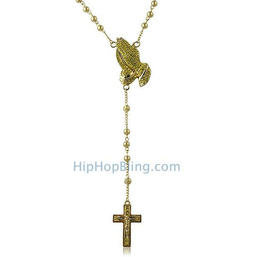 Lemonade Rosary Necklace Bling Bling Praying Hands
