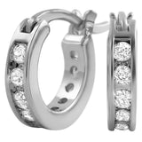 Channel Hoop Rhodium CZ Bling Bling Earrings