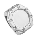 8 Sided Face Custom Rhodium Designer Ring